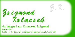 zsigmond kolacsek business card